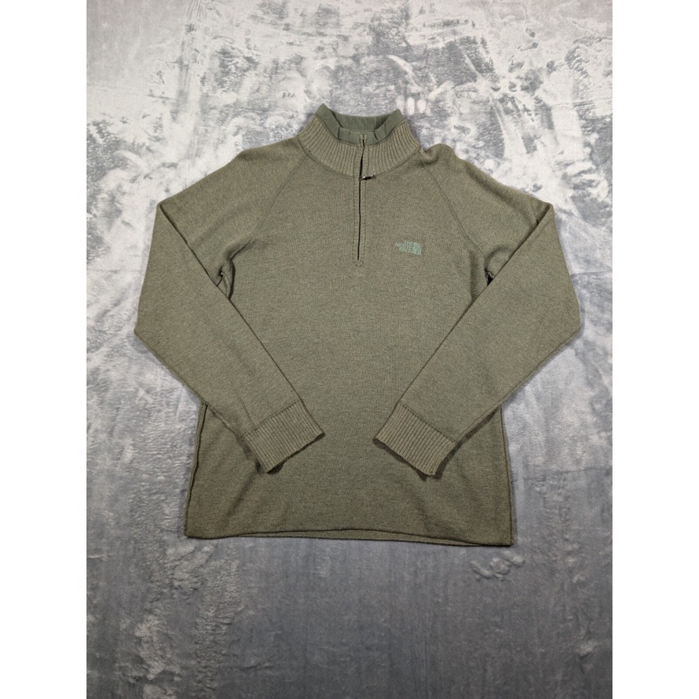 The North Face Quarter Zip Long Sleeve Sweater Mens Sz Medium Wool Blend